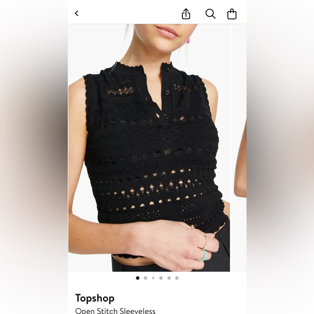 Topshop open stitch sleeveless henley sweater vest